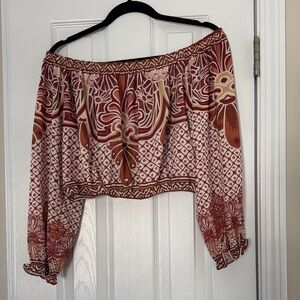 Flying Tomato Red and Orange Patterned Blouse